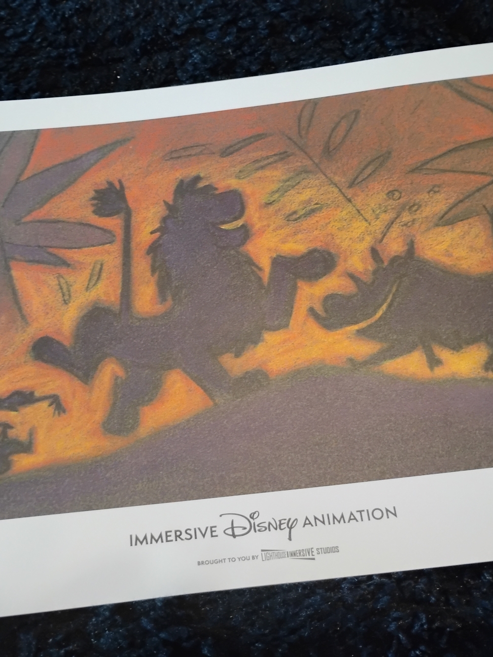 Immersive Disney Animation Scar & Pumbaa Silhouette Art Print - Orange and Black